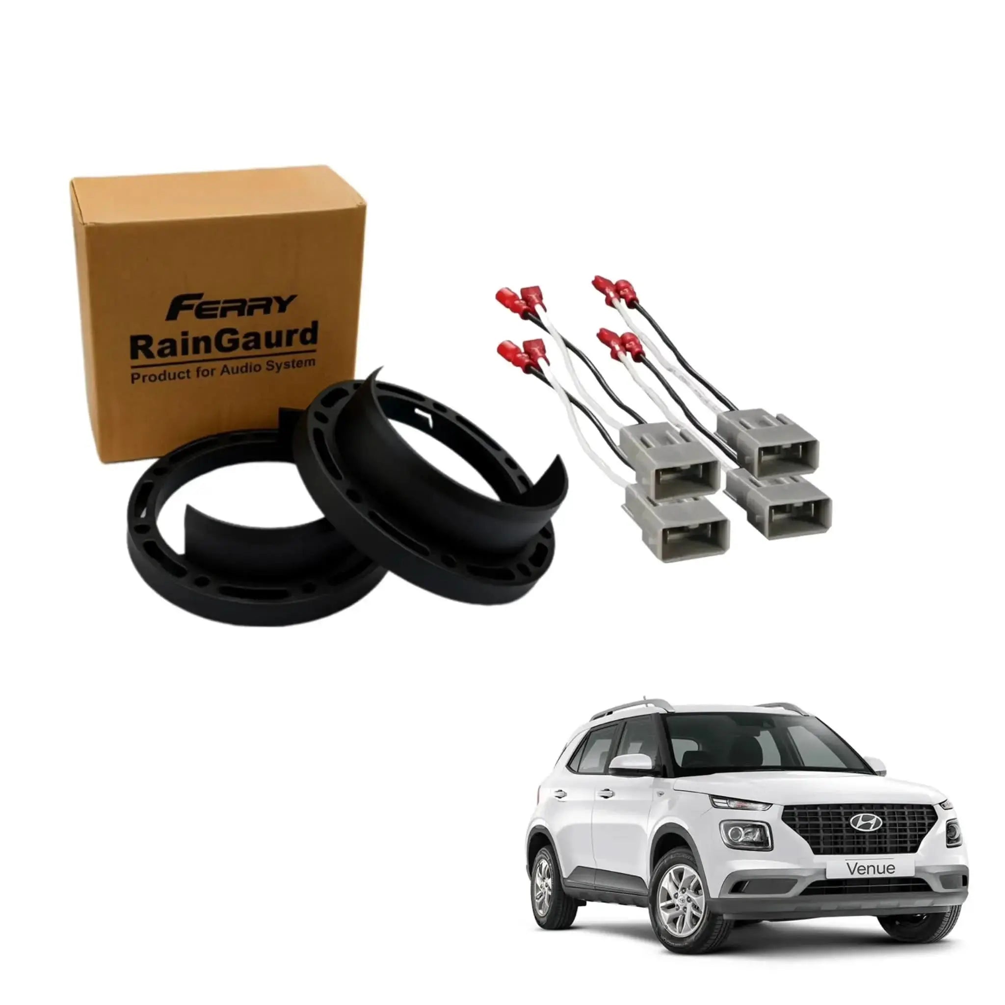 Speaker Rain Gaurd for Hyundai Venue| Ferry Water Gaurd 6.5 inches Heavy Plastic ABS quality | 1 Pair Speaker Coupler | Proper Fit speaker Coupler - Sahiba Car