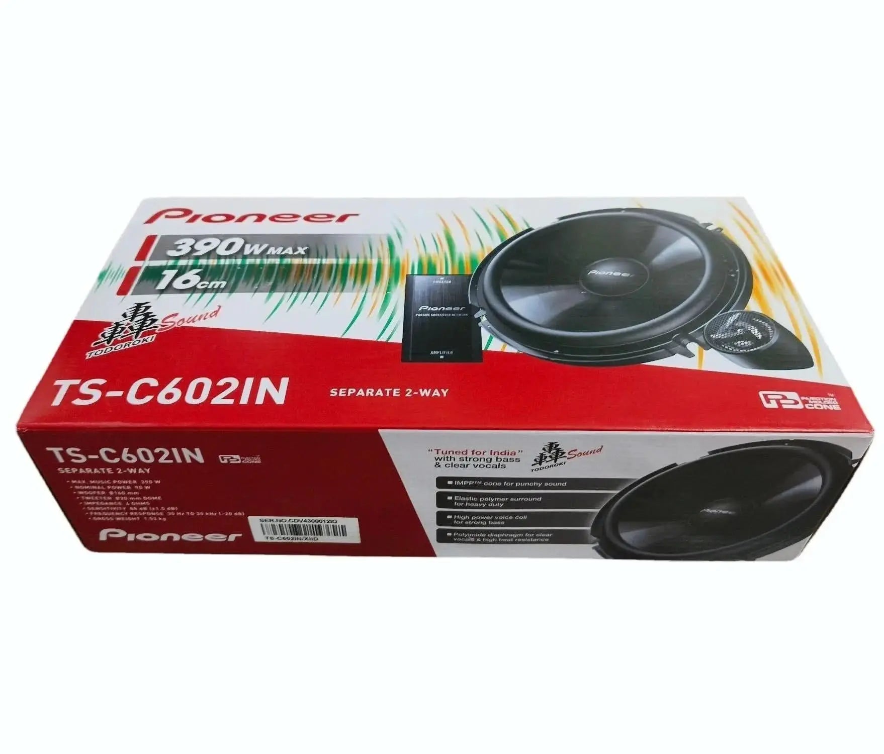 Pioneer TS-C602IN 16cm Component Car Speaker with Cross-Over, 390W Max PIONEER