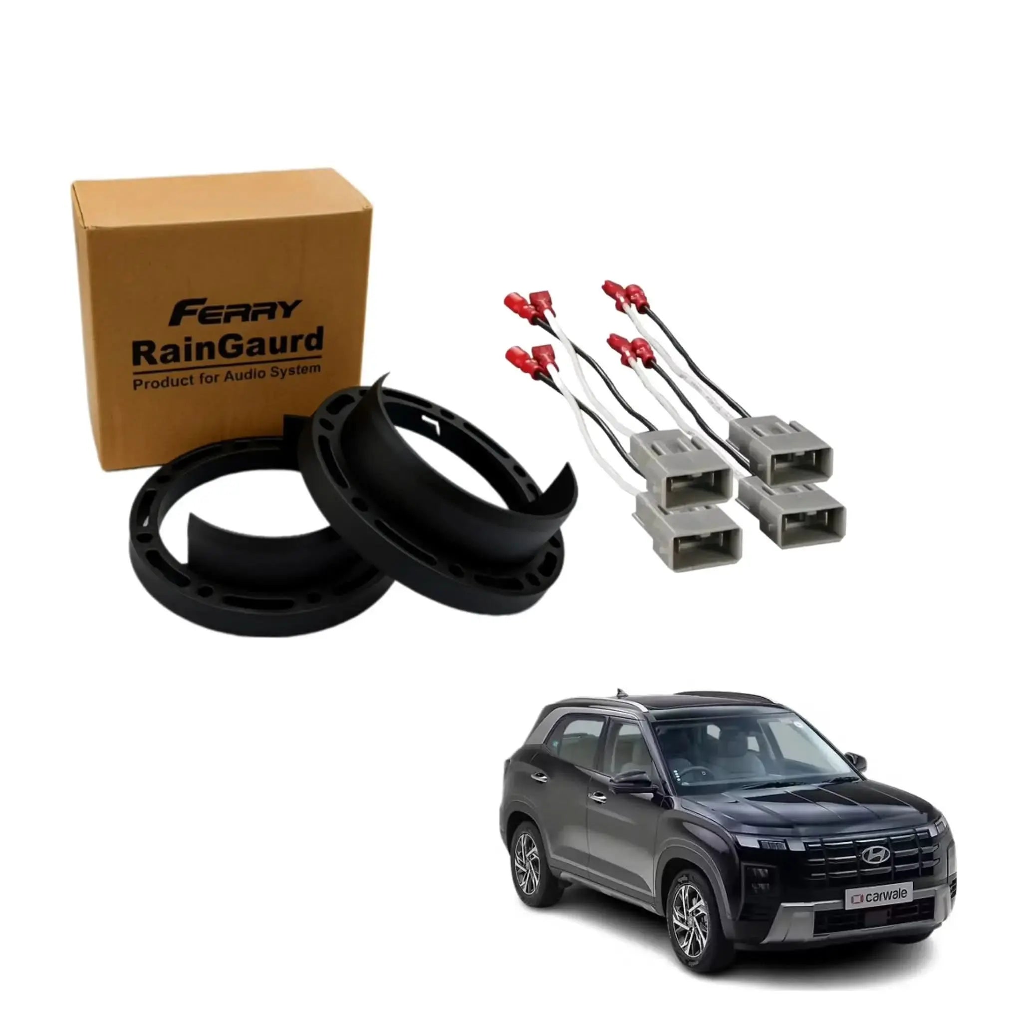 Speaker Rain Gaurd for Hyundai Creta | Ferry Water Gaurd 6.5 inches Heavy Plastic ABS quality | 1 Pair Speaker Coupler | Proper Fit speaker Coupler - Sahiba Car