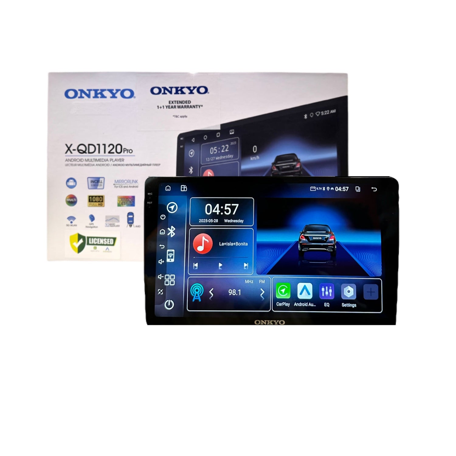 Onkyo X-QD1120 PRO android stereo with certified wireless CarPlay & A.A (2GB RAM / 32GB STORAGE) Free AHD Reverse Camera - Sahiba Car