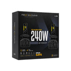 moco exclusive L-24 240W LED headlight bulb retail box, with bulb diagrams.