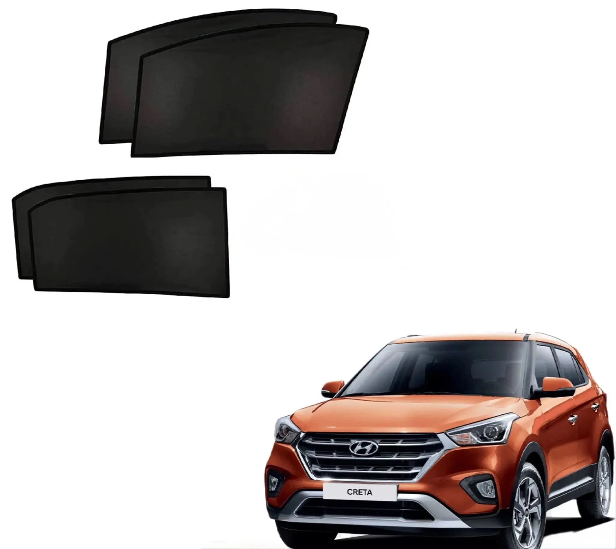 Creta 2018-2020 Custom Fit Black Sunshade Mesh Car Window Curtains Sahiba Car