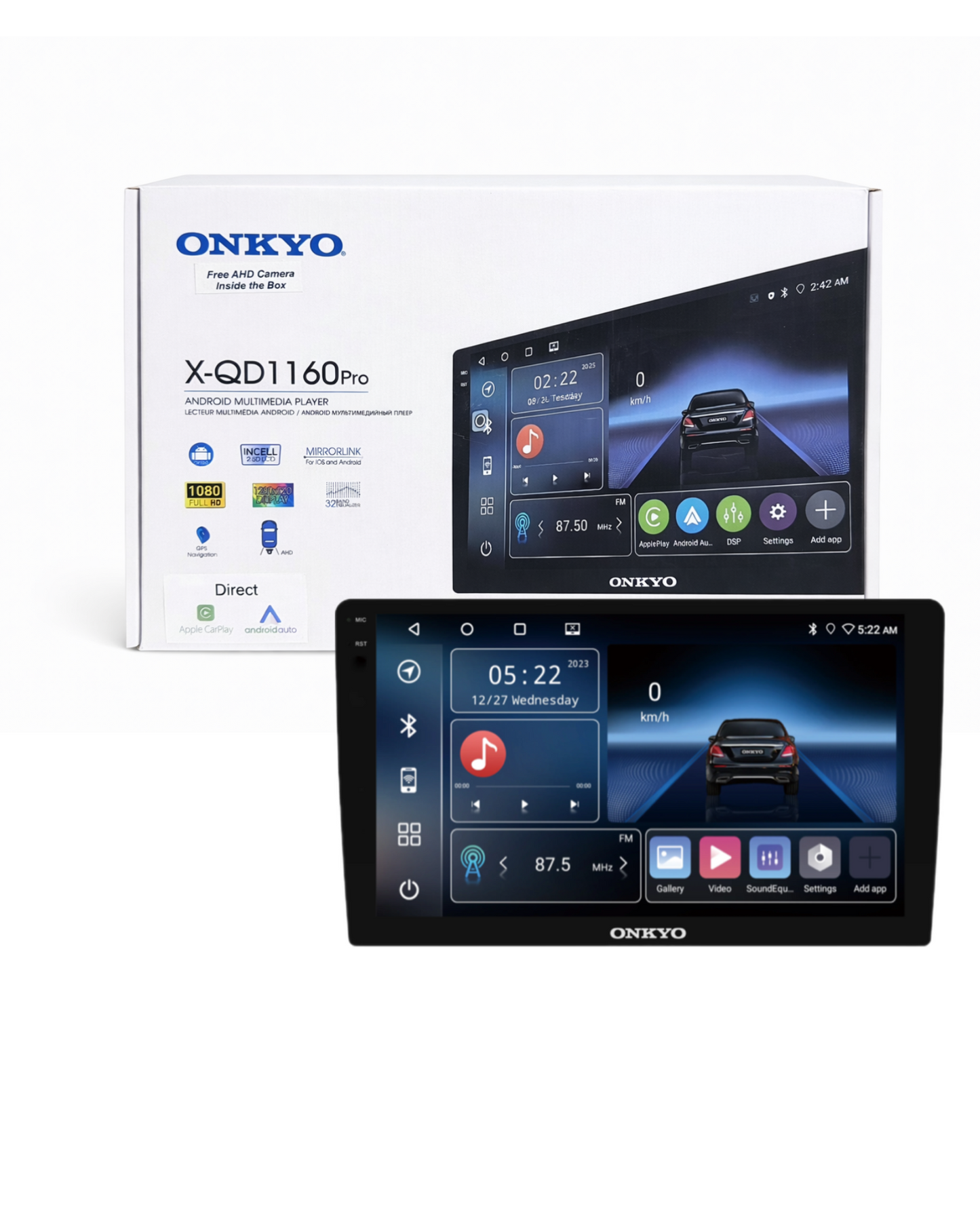 Onkyo X-QD1160 PRO Android Stereo with Certified Wireless CarPlay & Android Auto(AHD Reverse Camera free) - Sahiba Car