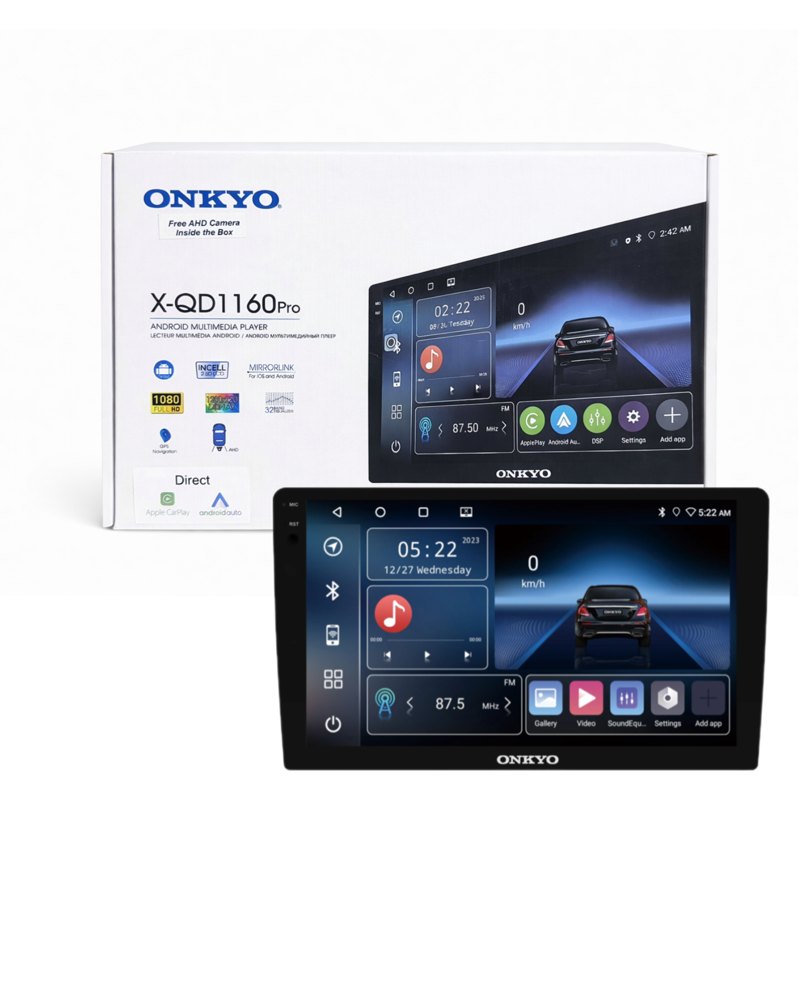 Onkyo X-QD1160 PRO Android Stereo with Certified Wireless CarPlay & Android Auto(AHD Reverse Camera free) - Sahiba Car