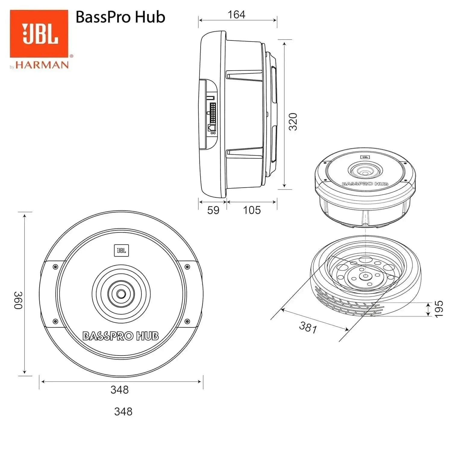 JBL BassPro Hub 11" 200W RMS Spare-Tire Active Subwoofer with Remote JBL