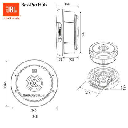 JBL Basspro Hub 11" (27.9 cm) 200W RMS Active Spare-Tire Subwoofer | Remote Control | Fiberglass Cone | Speaker/Line Inputs | Thermal & Current Protection