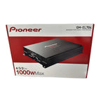 Pioneer GM-EL704 XCNID 4-channel bridgeable car amplifier with heatsink and control knobs for high-performance audio.