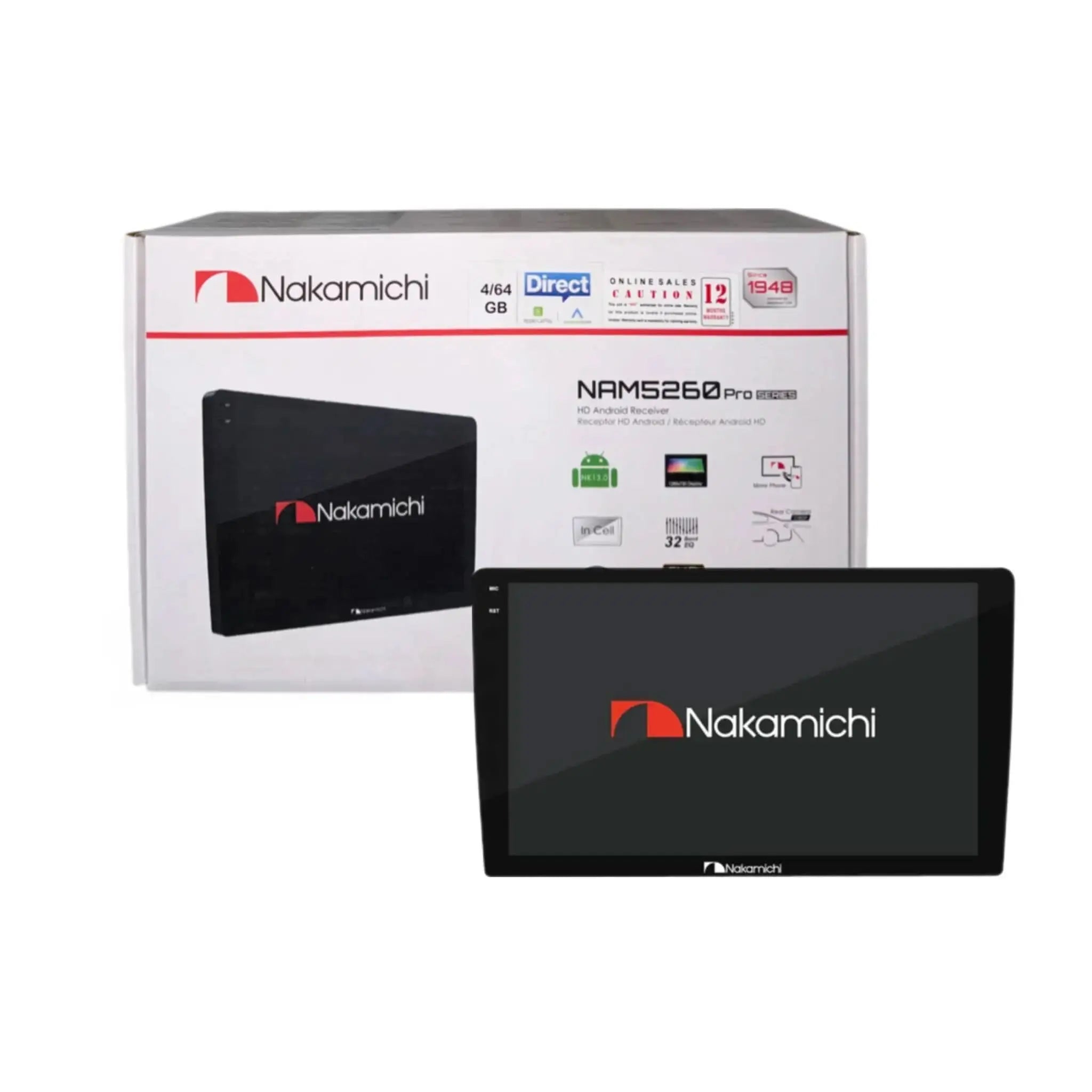 NAKAMICHI NAM5260 Pro 4GB RAM 64GB STORAGE ANDROID CAR STEREO Nakamichi