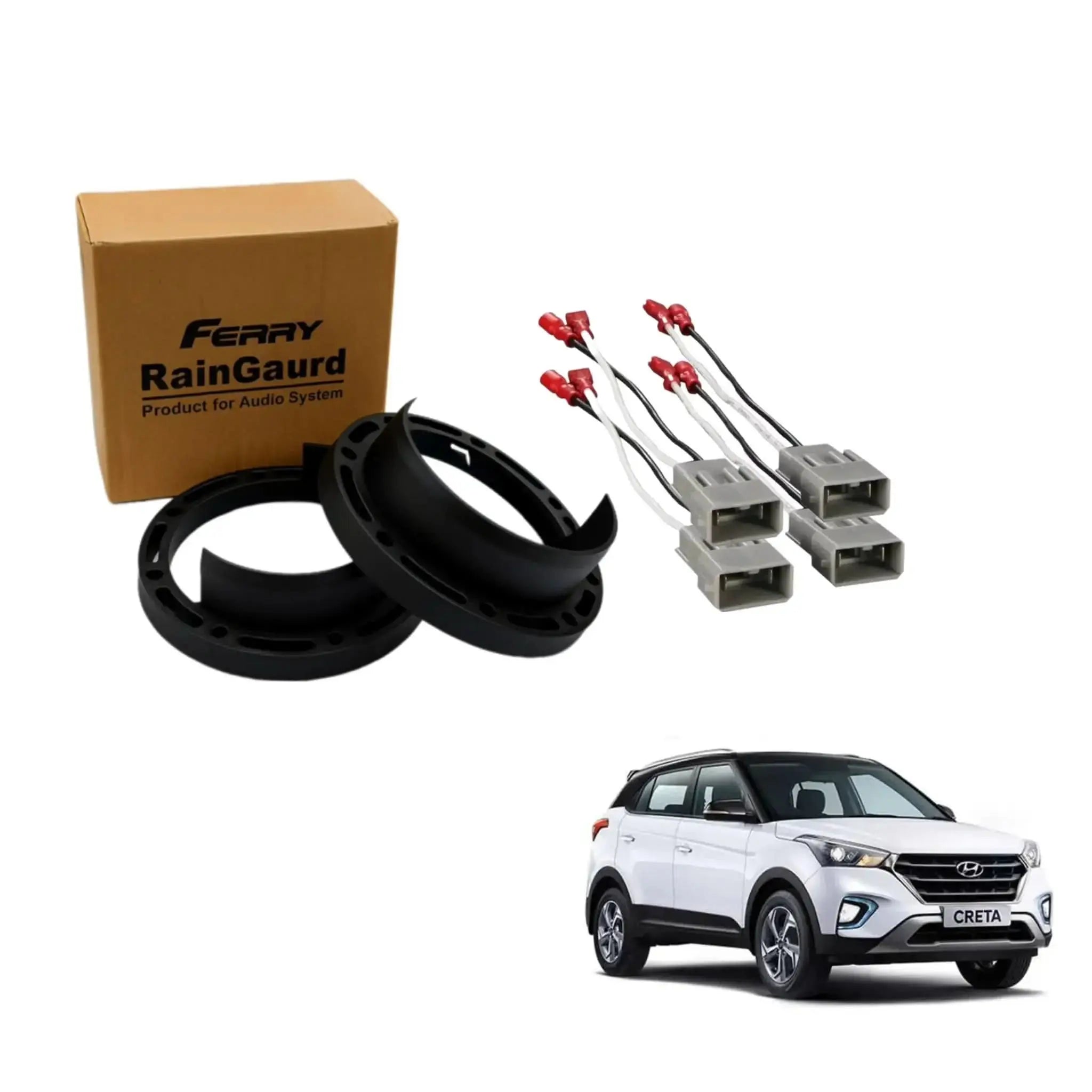 Speaker Rain Gaurd for Hyundai Creta| Ferry Water Gaurd 6.5 inches Heavy Plastic ABS quality | 1 Pair Speaker Coupler | Proper Fit speaker Coupler - Sahiba Car