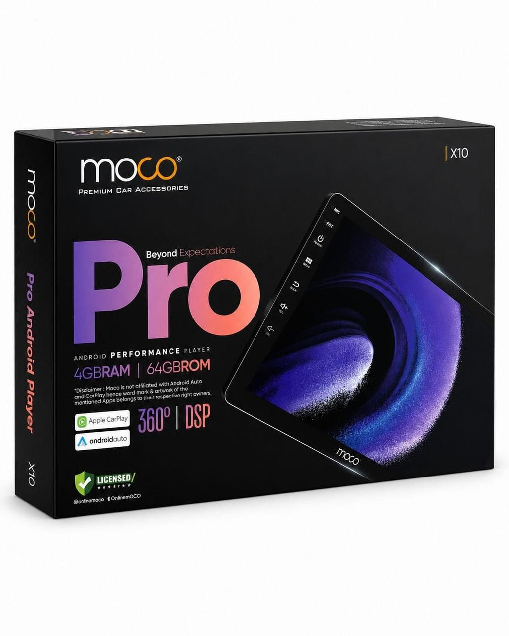 Moco X10 Android stereo with 4GB RAM 64GB Storage & 360 Support