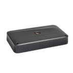 Dark gray car amplifier with Infinity Harman logo on top