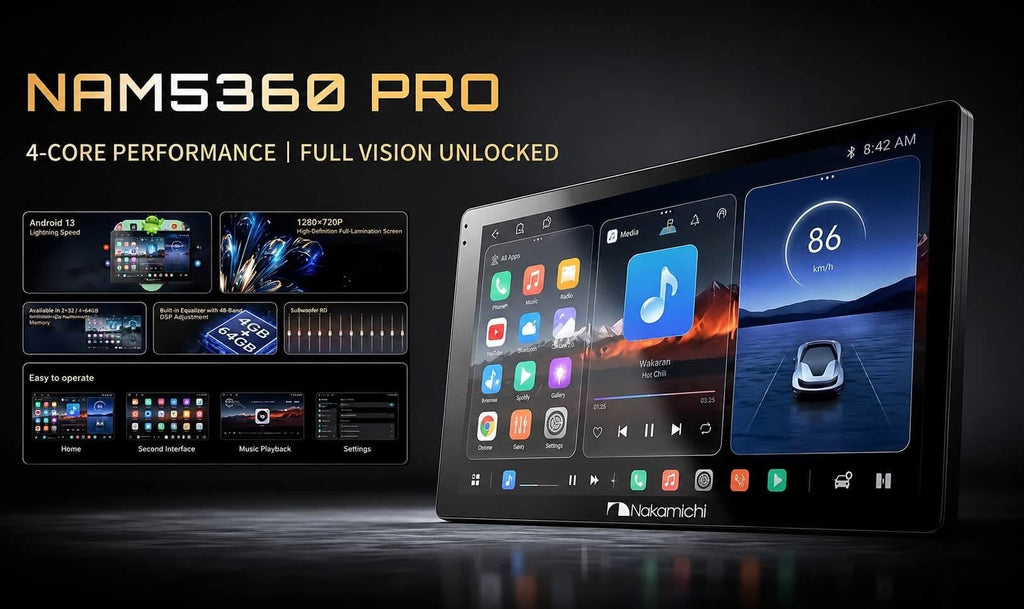 Nakamichi NAM5360 Pro Android car stereo with touch screen display