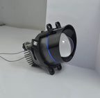 Black LED projector fog lamp with blue ring and mounting brackets