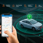 Android car stereo touchscreen with map view and in-dash controls