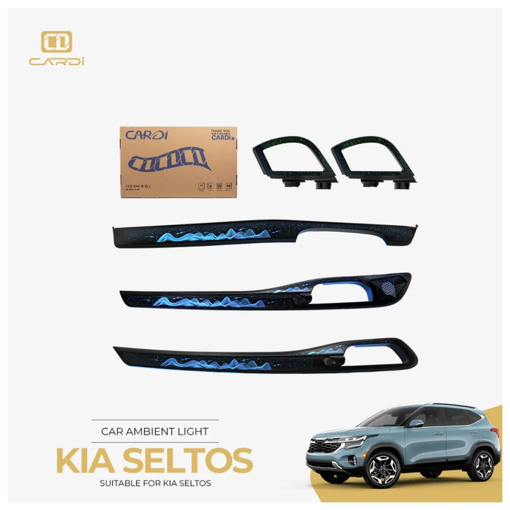 Cardi OEM LED Ambient Light Kit for Kia Seltos | Full Interior Setup | 20 IN 1 | App Controlled | 256 Colours | Premium OEM Finish
