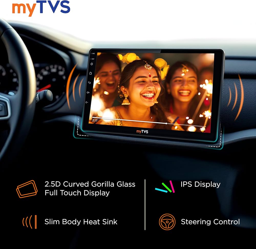 myTVS 9 Inch Smart Player Android Car Stereo | Wireless CarPlay & Android Auto | IPS Display