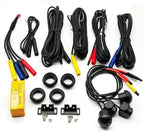 Set of 360° camera wiring cables and mounting rings for car stereo kit