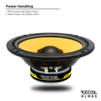 6.5-inch Recoil RLM65 component speaker featuring a yellow pressed-paper woofer cone and black rubber surround.