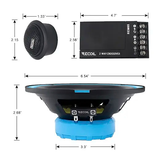 Recoil REM65 Echo Series 6.5 Inch Component Speakers 200W Peak 100W RMS