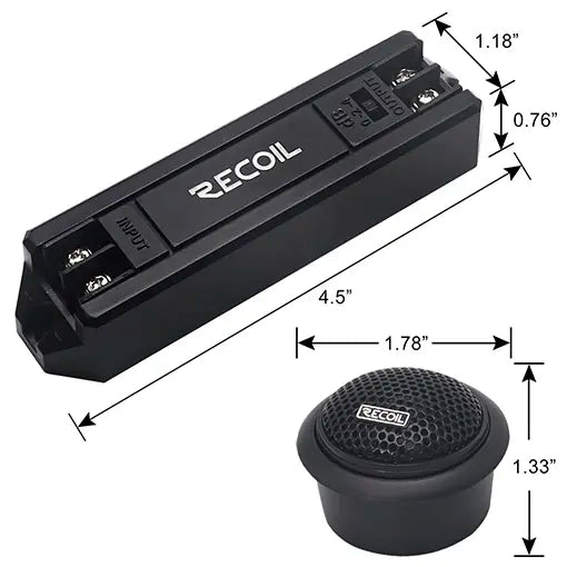 Recoil RET1 Echo Series 1-Inch Silk Dome Car Audio Tweeters with Neodymium Magnet & Triple-Level Crossover