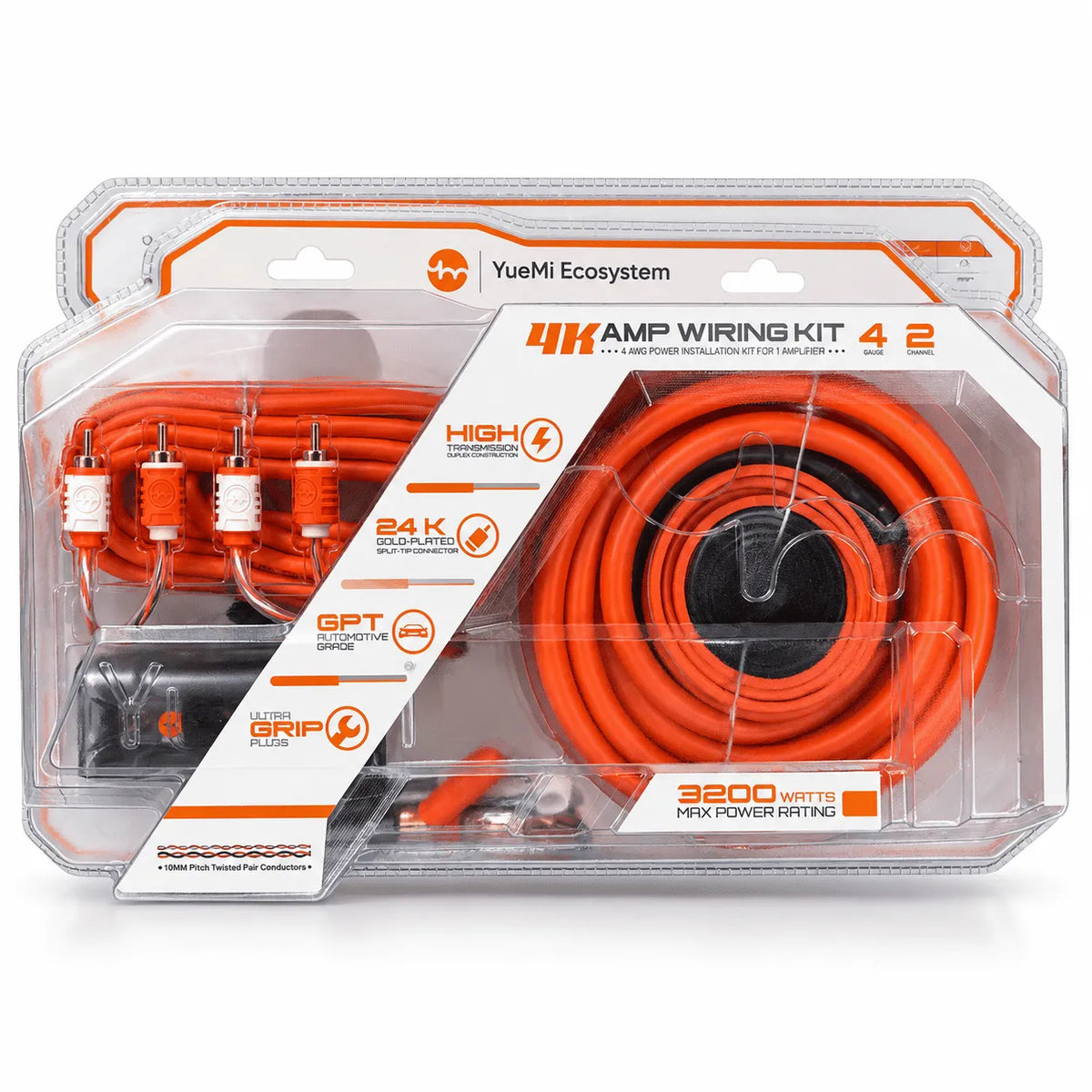 YueMi 4K 4 Gauge Amplifier Wiring Kit | Complete Car Audio Installation Harness