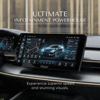 MOCO in-dash car stereo with touchscreen showing a driving scene interface