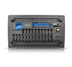 MOCO car stereo rear panel with multiple blue USB ports and connector terminals
