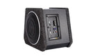 8-inch dual subwoofer with amplifier, dark speaker enclosure and control panel