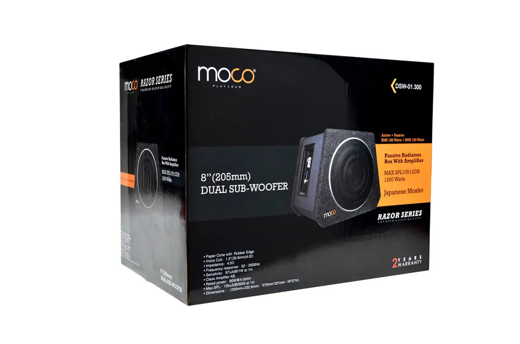 MOCO 8-Inch DUAL SUBWOOFER WITH HI-FI AMPLIFIER RMS 300W