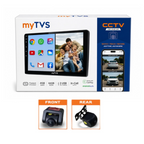 myTVS car stereo retail box with front and rear dash cameras