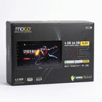 MOCO premium car accessories box with 9-inch OLED media player illustration