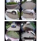 Four-camera system showing split daytime and nighttime vehicle views