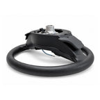 Multi-function black steering wheel for Maruti Suzuki Fronx, featuring paddle shifters and textured grip.