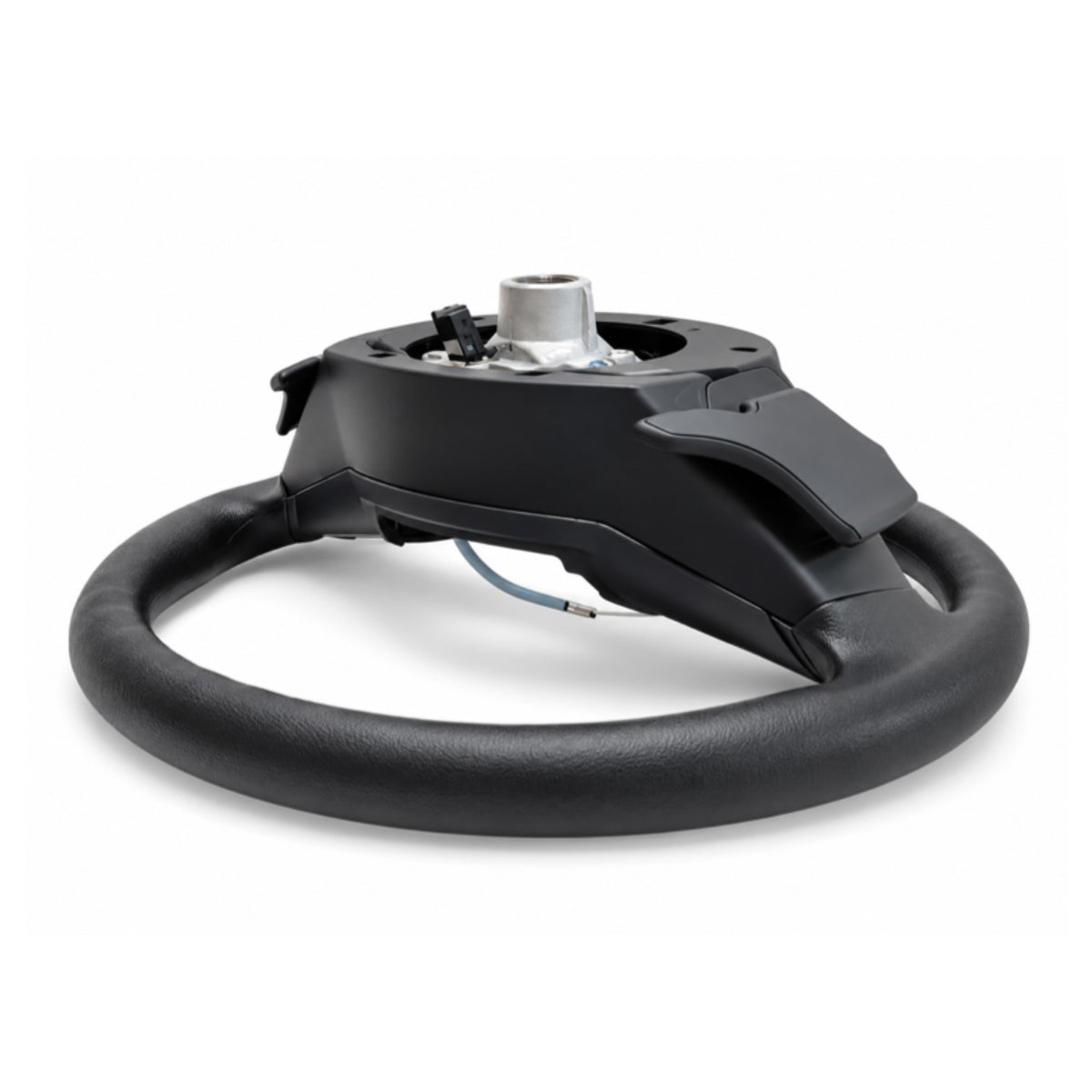 Multi-function black steering wheel for Maruti Suzuki Fronx, featuring paddle shifters and textured grip.