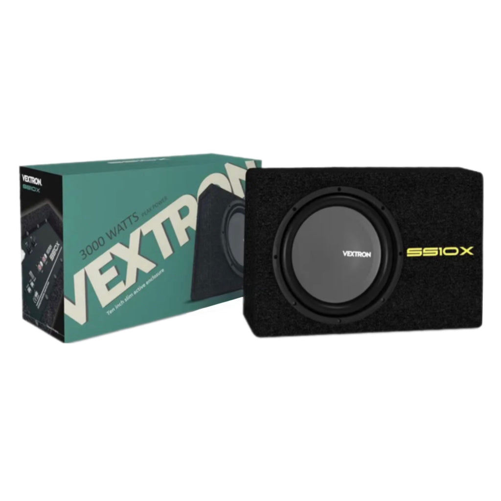 VEXTRON SS10X 10 Inch 3000W Super Slim Active Subwoofer with Built-in Amplifier & Bass Control Knob