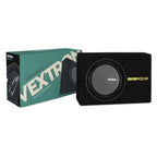 VEXTRON SS10X 10-inch 3000W super slim active subwoofer with built-in amplifier and bass control knob, showcased in the image.