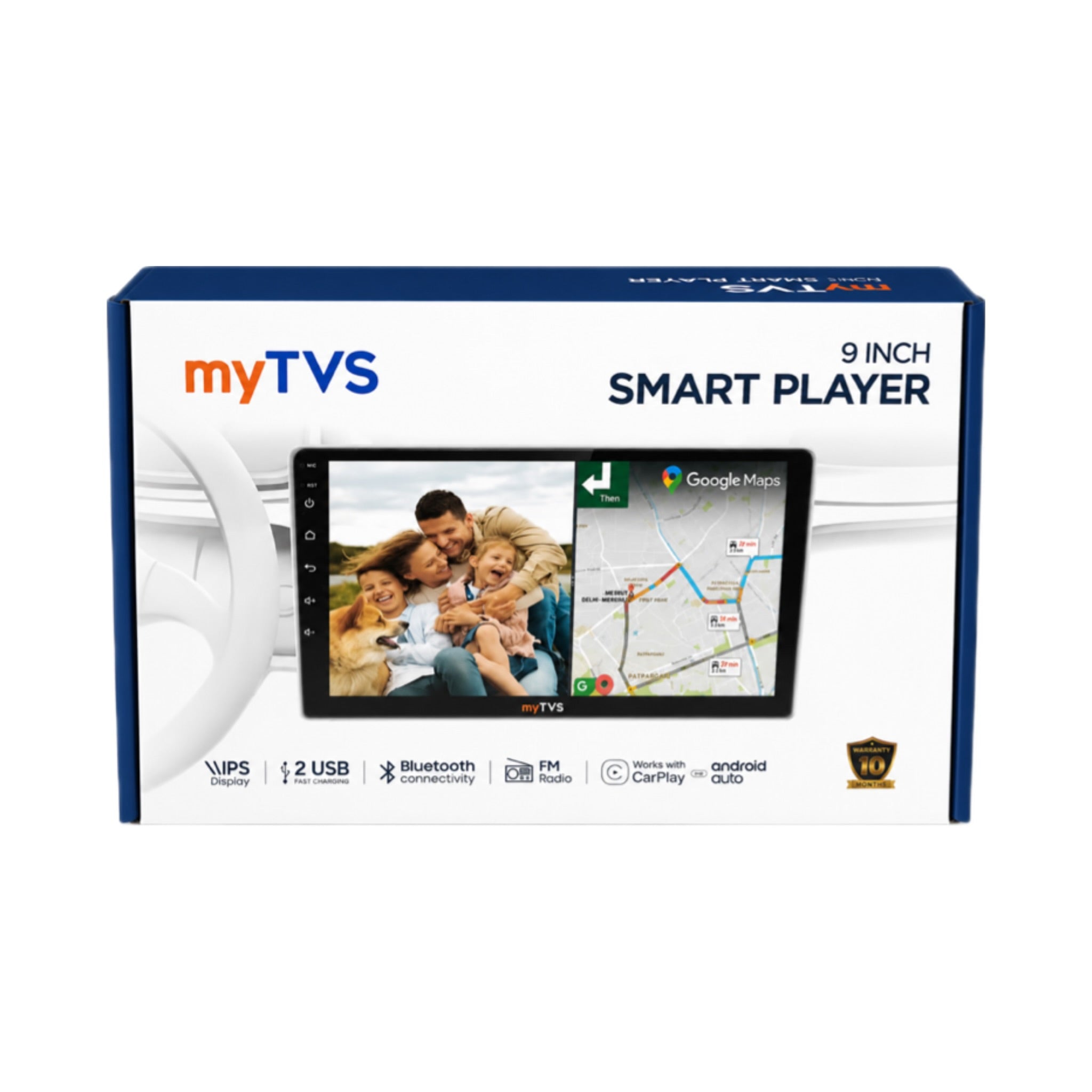myTVS 9 Inch Smart Player Android Car Stereo | Wireless CarPlay & Android Auto | IPS Display