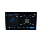 MOCO 9-inch Android car stereo touchscreen showing camera and adjustment menu
