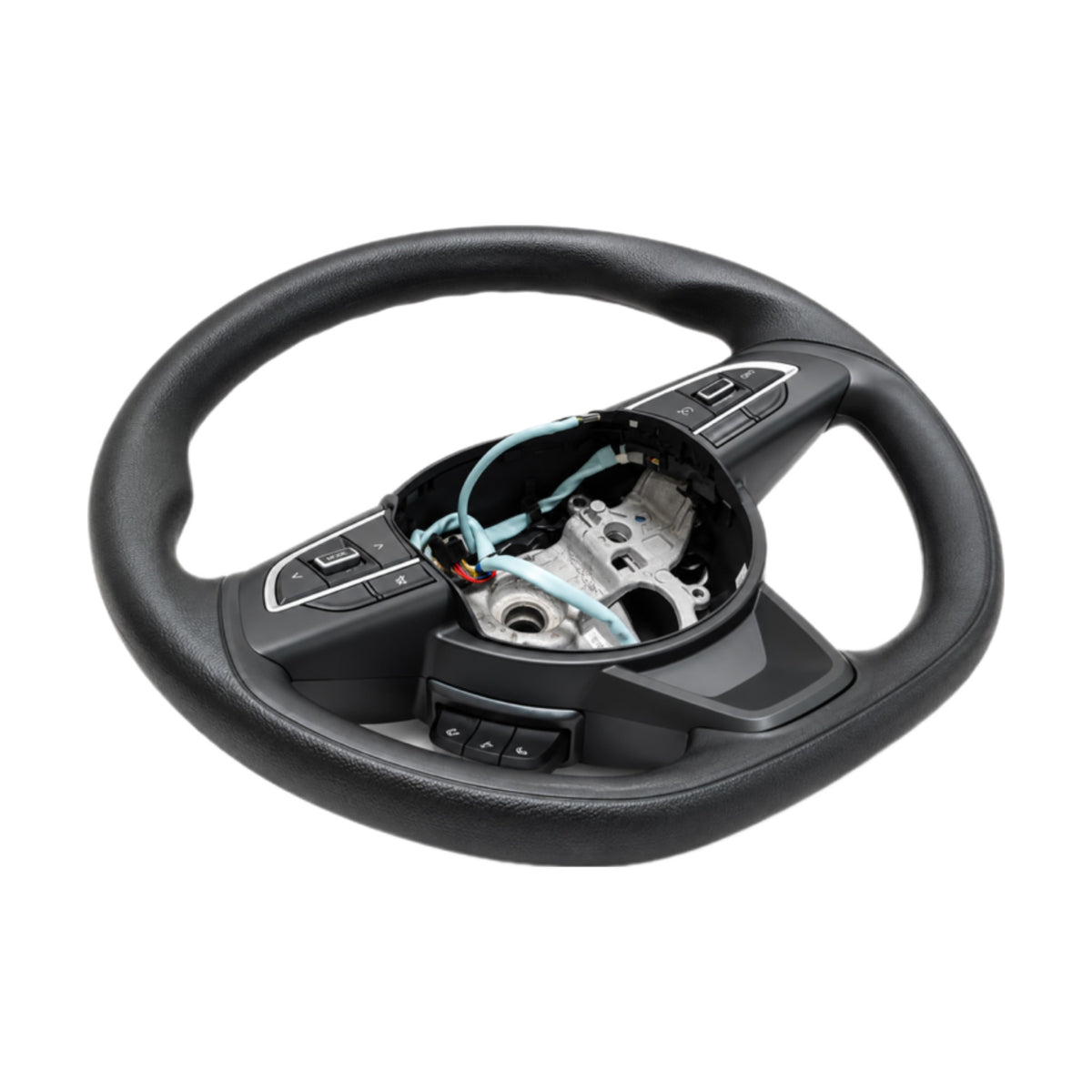 Multi-function black steering wheel for Maruti Suzuki Fronx, featuring integrated audio controls and paddle shifters.