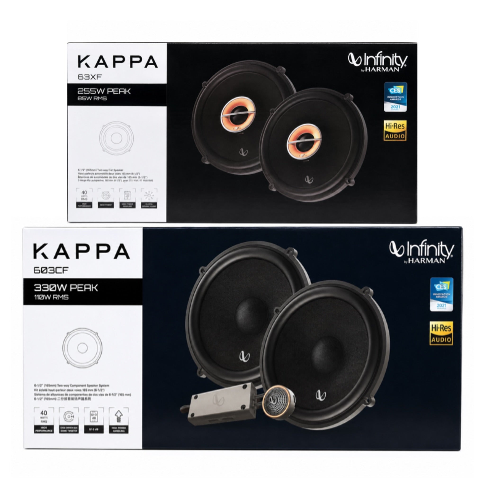 Infinity Kappa Car Speaker Combo | KAPPA-63XF 6.5” Coaxial + KAPPA603CF Component Speakers